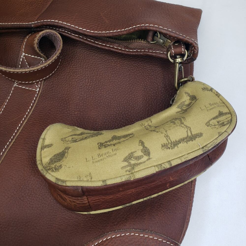 LL Bean BAG Brown Pebbled Leather Large Tote Carry Shopping Boat PREPPY MAINE - Picture 13 of 16